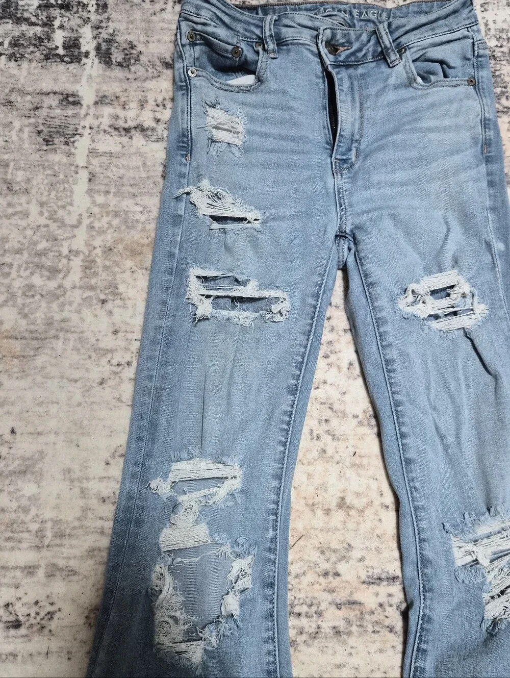 Light Blue Distressed Flared Women's Jeans American Eagle